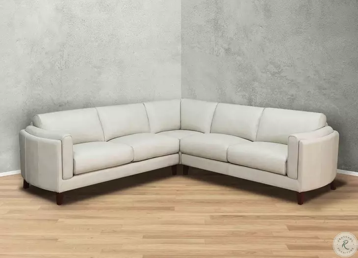 Kona White Leather 3 Piece Modular Sectional