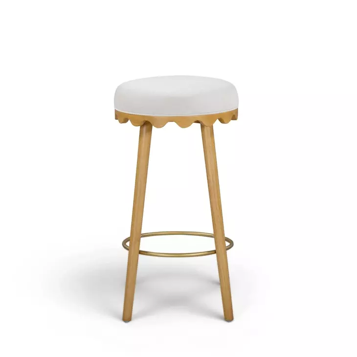 Oodle Cream Performance Vegan Mohair Upholstered Bar Stool