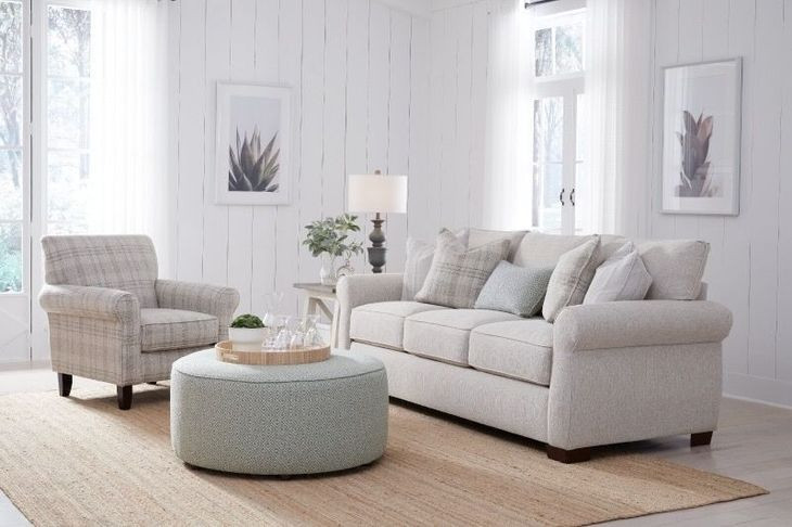 Laredo Stone Beige 91" Sofa with Throw Pillows