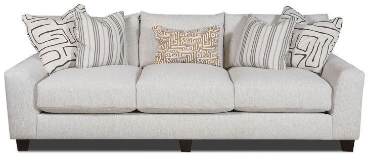 Durango Pewter Off White Performance Fabric 100" Sofa with Throw Pillows