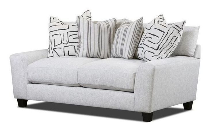 Durango Pewter Off White Performance Fabric 73" Loveseat with Throw Pillows