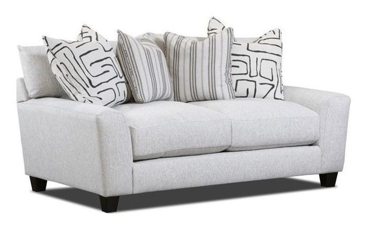 Durango Pewter Off White Performance Fabric 73" Loveseat with Throw Pillows
