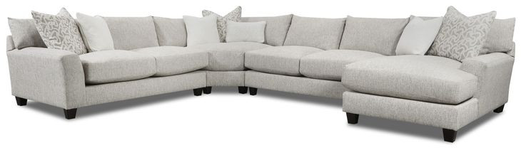 Durango Moose Beige 4 Piece Modular Sectional with RAF Chaise and Pillows