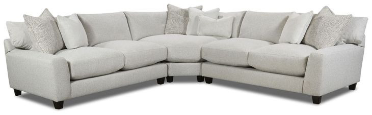 Hogan Cotton Off White Performance Fabric 3 Piece Modular Sectional with Pillows