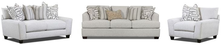 Durango Pewter Off White Performance Fabric 93" Living Room Set with Throw Pillows
