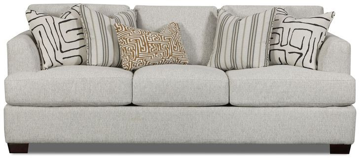 Durango Pewter Off White Performance Fabric 93" Sofa with Throw Pillows