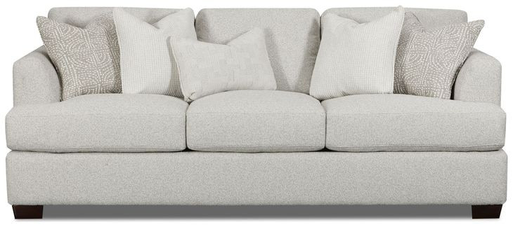 Hogan Cotton Beige Performance Fabric 93" Sofa with Throw Pillows