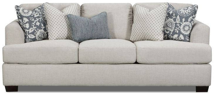 Prelude Feather Tan 93" Sofa with Throw Pillows