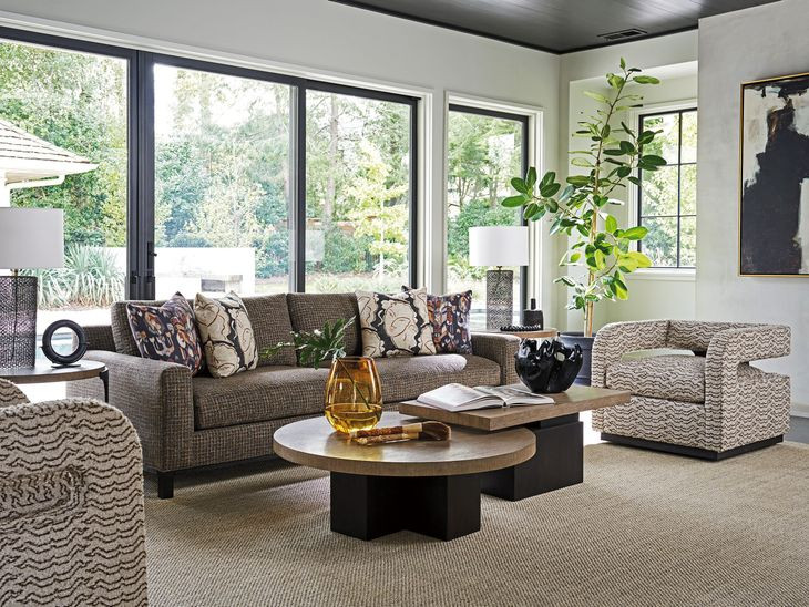 Coda Zanzibar Beige and Brown Upholstered Swivel Chair