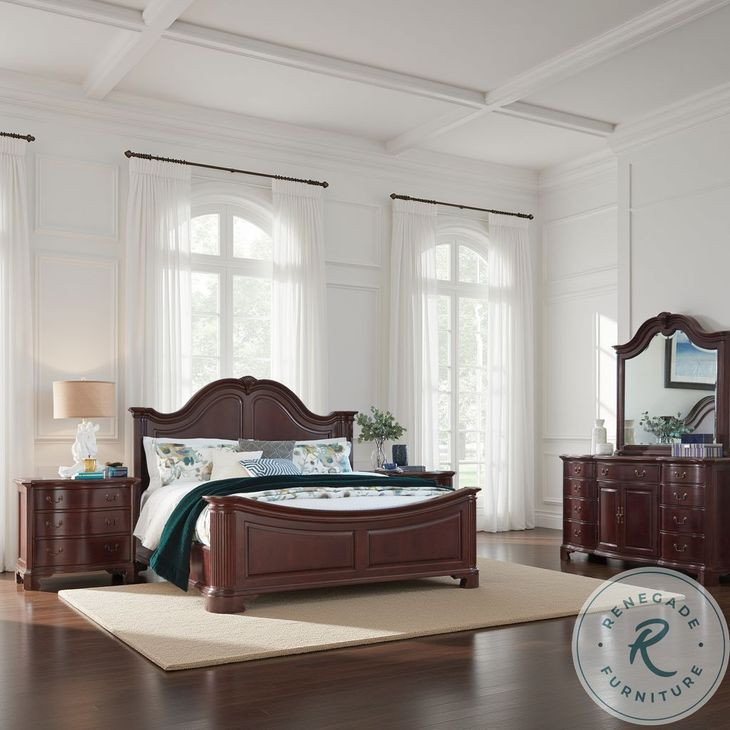Orchard Crest Classic Antique Cherry King Mansion Bed