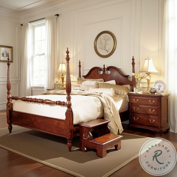 Orchard Crest Classic Antique Cherry California King Low Poster Bed