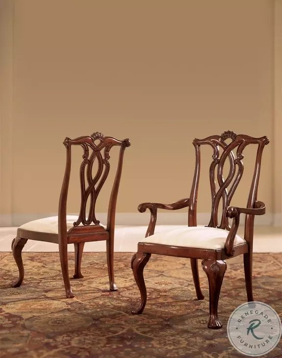 Orchard Crest Classic Antique Cherry Pierced Back Side Chair Set of 2