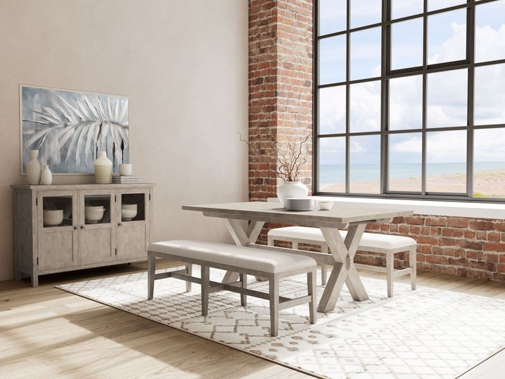 Bennett Cream Upholstered Dining Bench