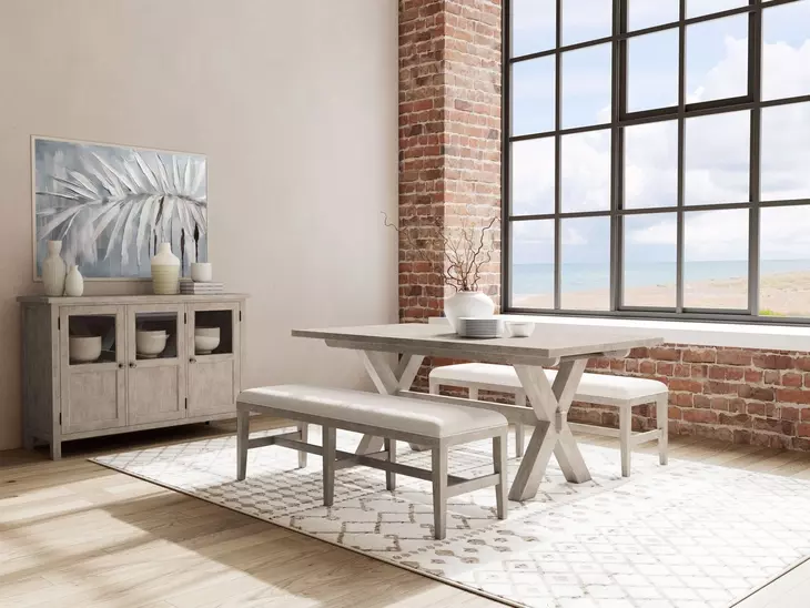 Bennett Cream Upholstered Dining Bench