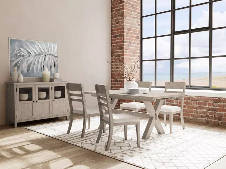 Bennett Frosted Gray 90" Extendable Rectangular Dining Table