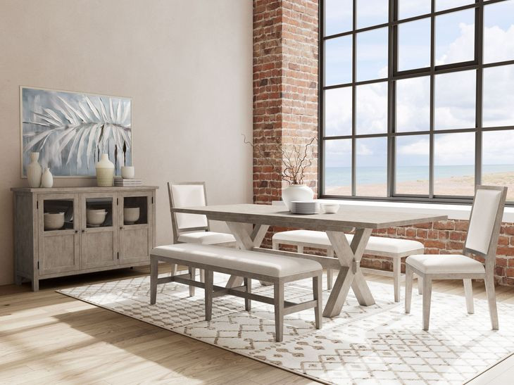 Bennett Cream Upholstered Dining Bench