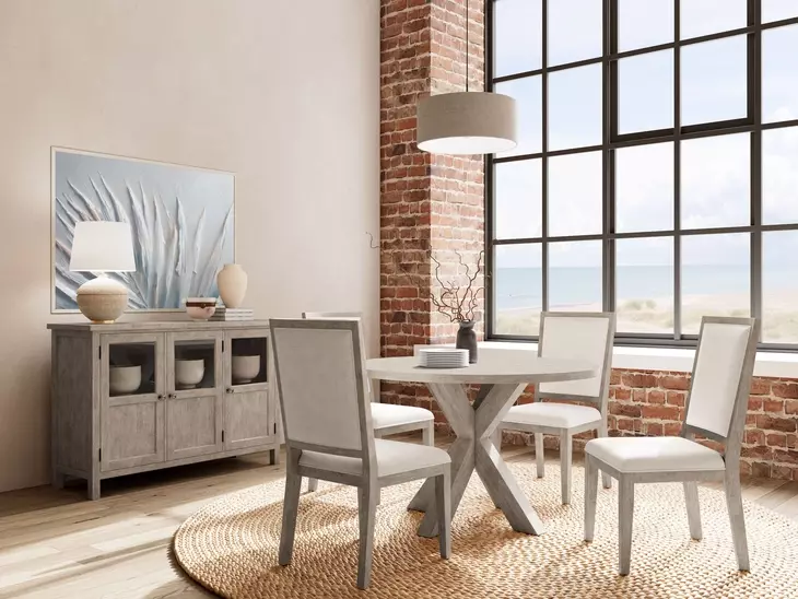 Bennett Frosted Gray Round Dining Room Set