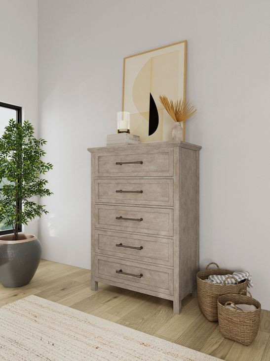 Bennett Frosted Gray 5 Drawer Chest