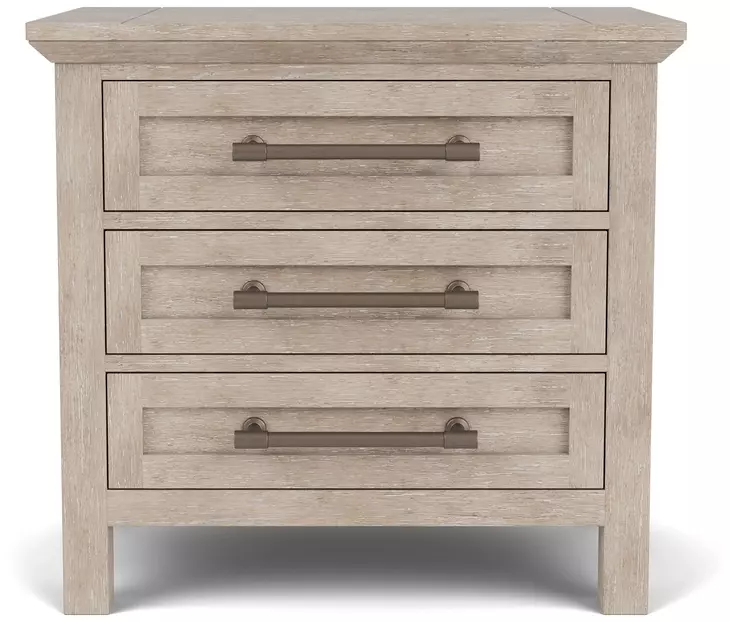 Bennett Frosted Gray 3 Drawer Nightstand with USB Charging