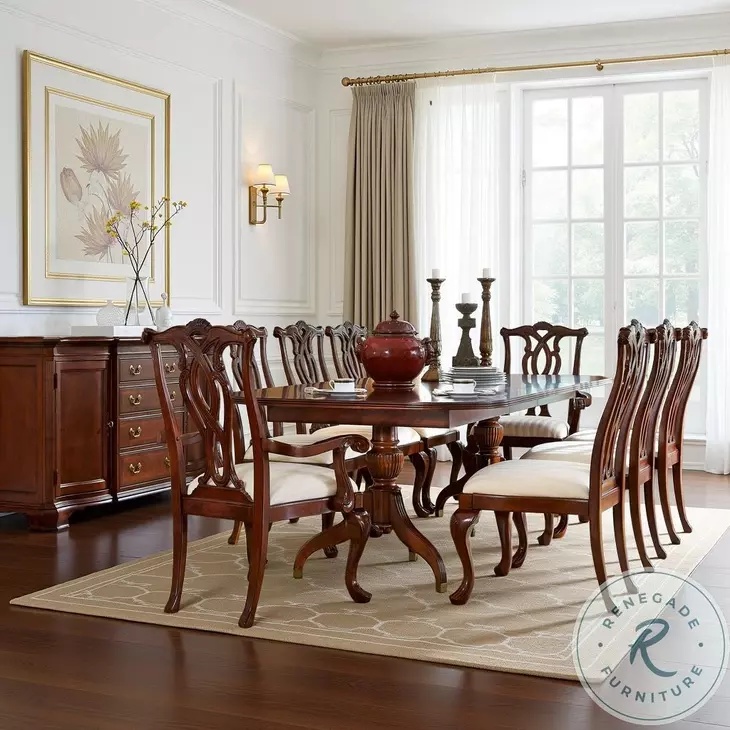 Orchard Crest Classic Antique Cherry Extendable Pedestal Dining Room Set