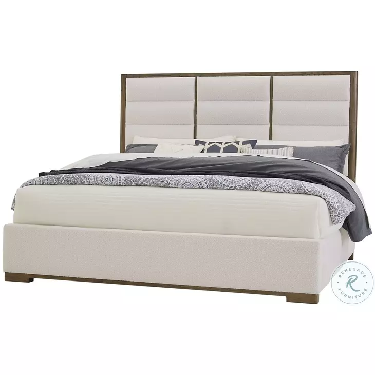 Ben And Erin Napier Aged Grey And White Upholstered King Low Profile Bed