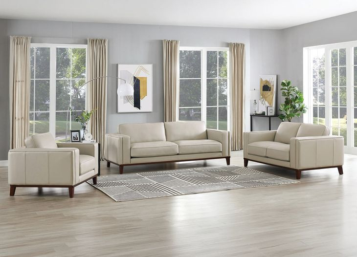 Axton Natural Leather Living Room Set