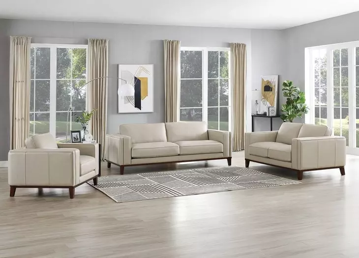 Axton Natural Leather Living Room Set