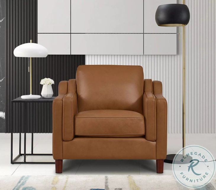 Isla Cognac Leather Upholstered Accent Chair