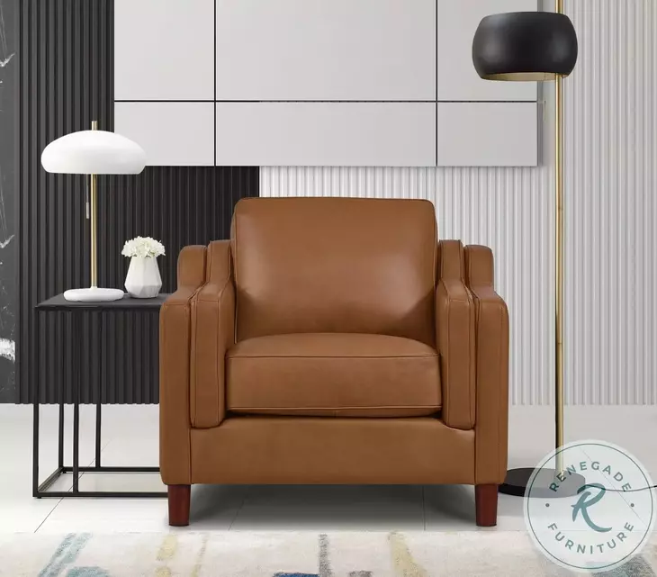 Isla Cognac Leather Upholstered Accent Chair