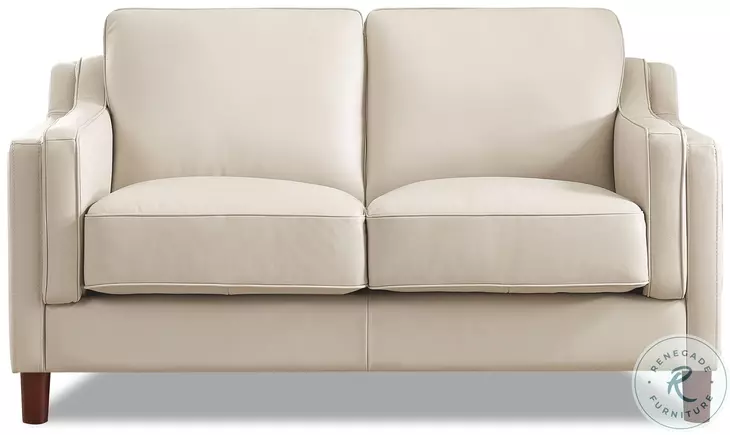 Isla Vanilla Top Grain Leather Loveseat