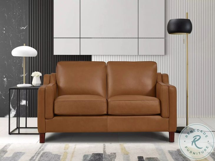 Isla Cognac Leather 60" Loveseat