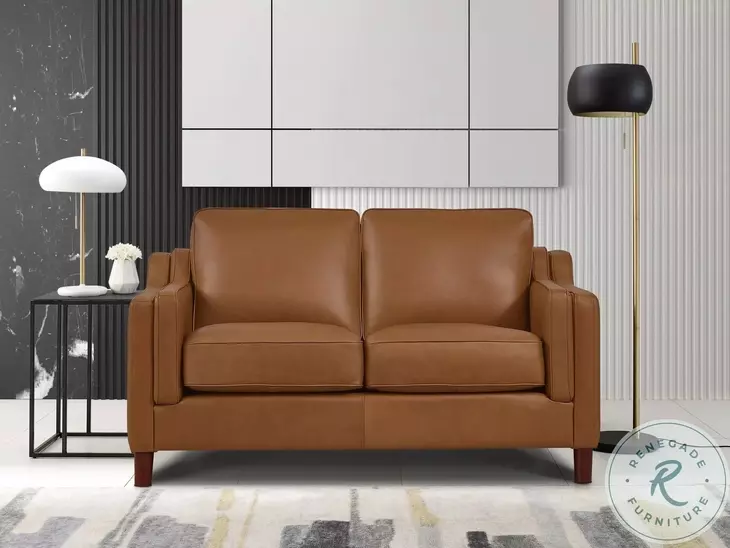 Isla Cognac Leather 60" Loveseat