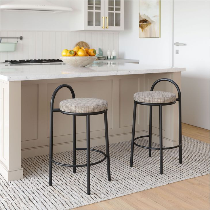 Sisal Beige Tweed Counter Height Stool Set Of 2