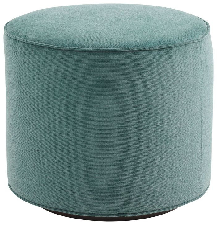 Waverly Silverado Green Upholstered Round Swivel Ottoman