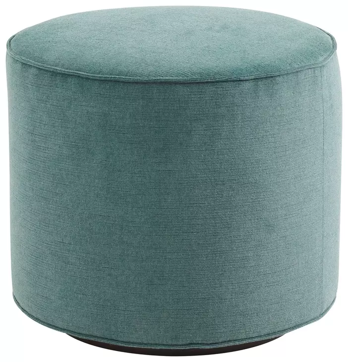 Waverly Silverado Green Upholstered Round Swivel Ottoman