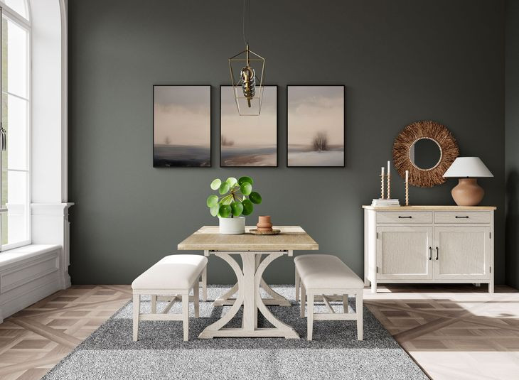 Glenndale Aged White and Wheat 2 Door Buffet