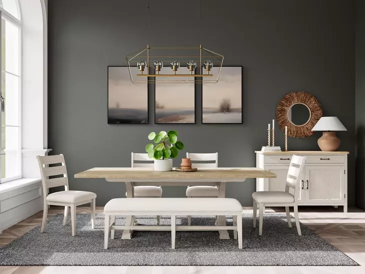 Glenndale Aged White and Wheat Extendable Rectangular Dining Room Set
