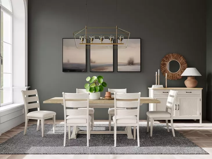 Glenndale Aged White and Wheat Extendable Rectangular Dining Room Set