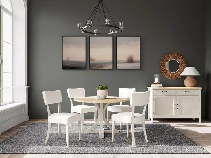Glenndale Aged White and Wheat Round Dining Room Set