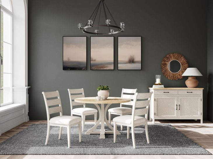 Glenndale Aged White and Wheat Round Dining Room Set