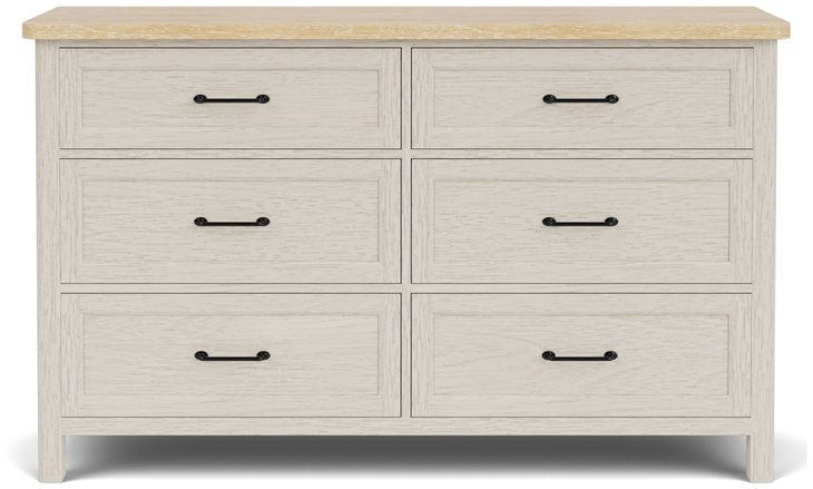 Glenndale Aged White and Wheat 6 Drawer Dresser