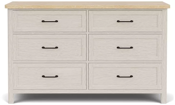 Glenndale Aged White and Wheat 6 Drawer Dresser