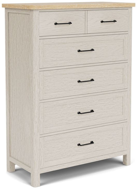 Glenndale Aged White and Wheat 5 Drawer Chest