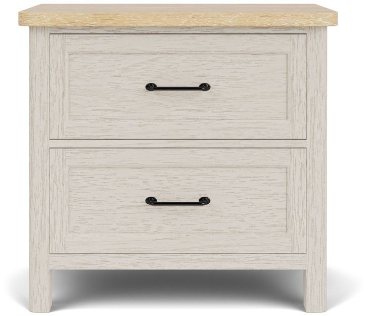 Glenndale Aged White and Wheat 2 Drawer Nightstand with USB Charging
