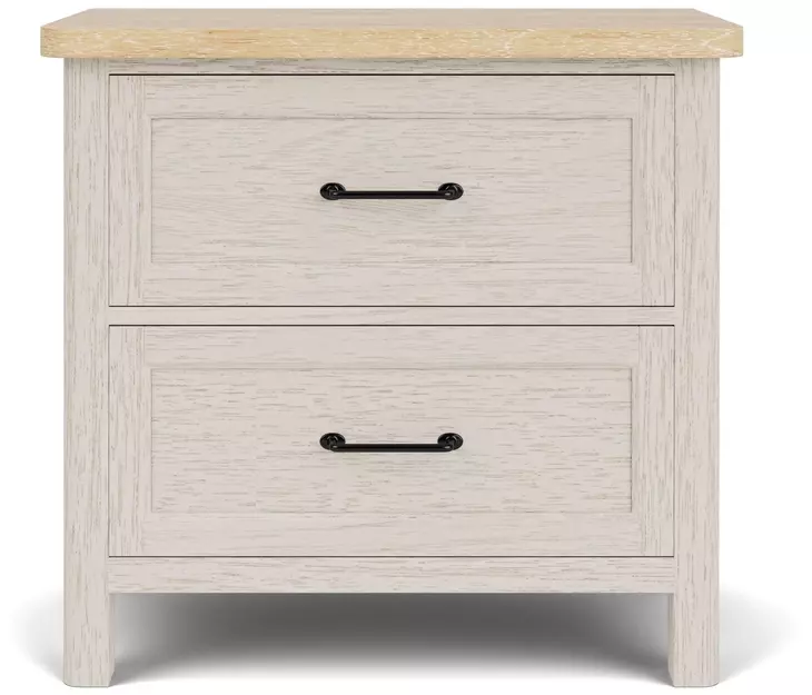 Glenndale Aged White and Wheat 2 Drawer Nightstand with USB Charging