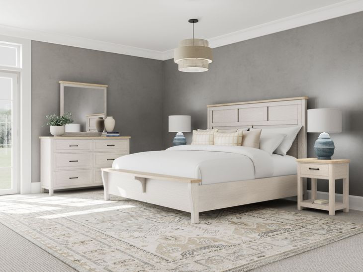 Glenndale Aged White Rectangular Dresser Mirror