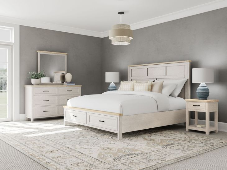 Glenndale Aged White Storage Panel Bedroom Set