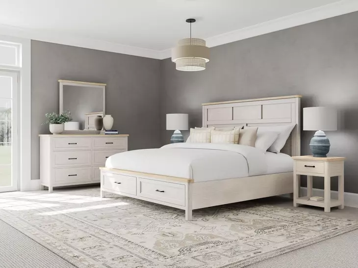 Glenndale Aged White Storage Panel Bedroom Set