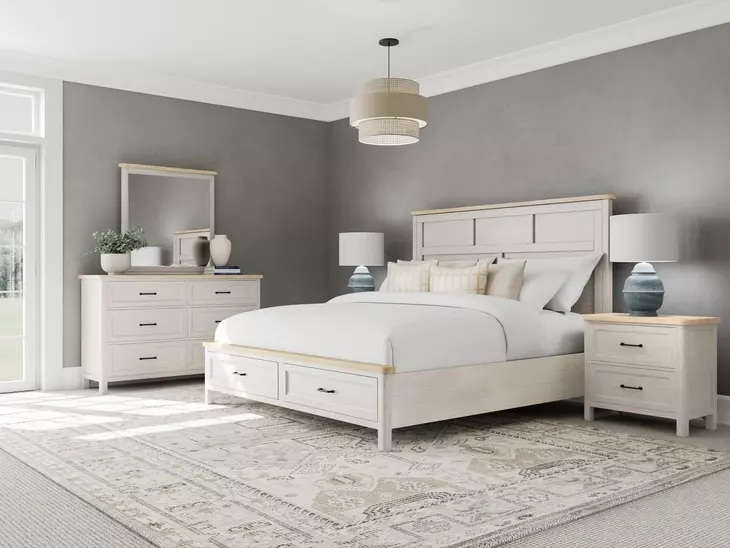 Glenndale Aged White Storage Panel Bedroom Set