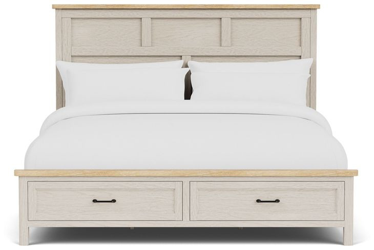 Glenndale Aged White Queen Storage Panel Bed